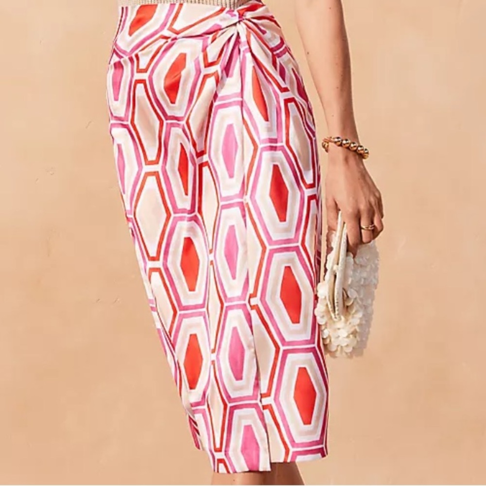 Ann Taylor Skirt Knee Length Pencil Geometric Print Sarong City Modern Sz 4 NWT